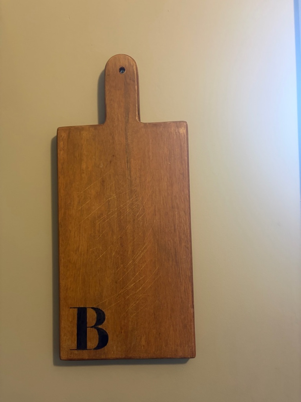 Wood Serving Paddle with Black 'B' Monogram